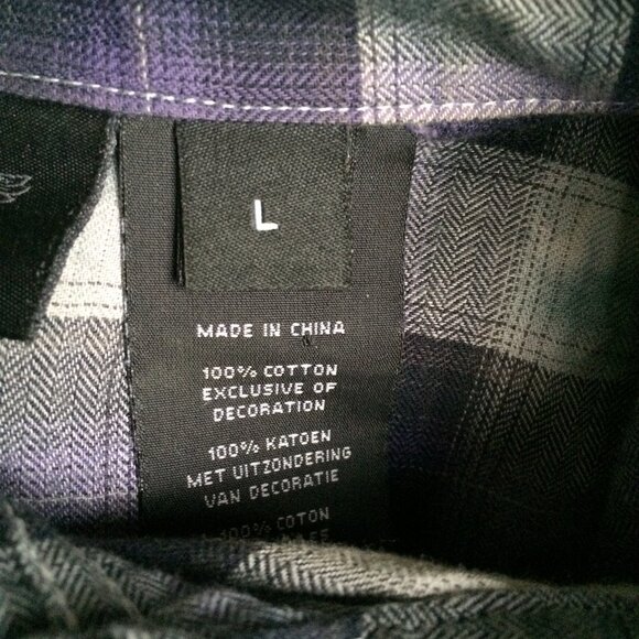 Harley Davidson Womens Blouse Large Plaid Splatter Dye Studded Long Sleeve - Picture 5 of 6